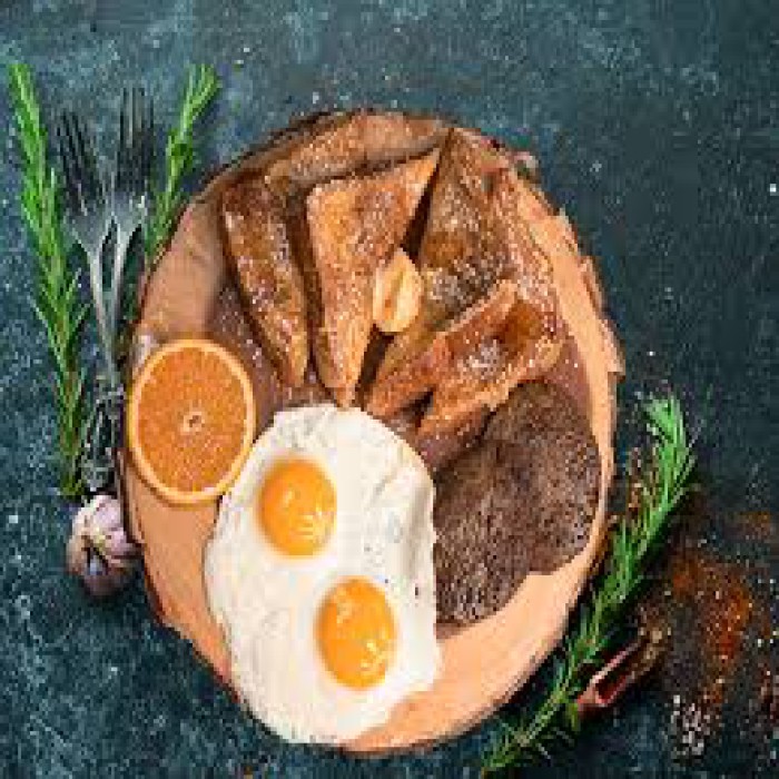 3 French Toast, 2 Eggs With Meat